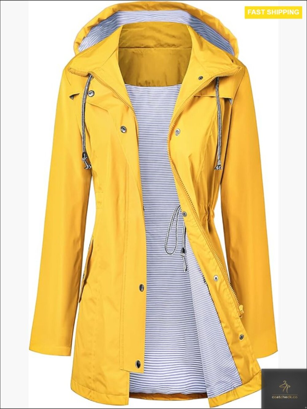 Waterproof Long Hooded Trench Coat Lined Windbreaker Travel Jacket S-XXL
